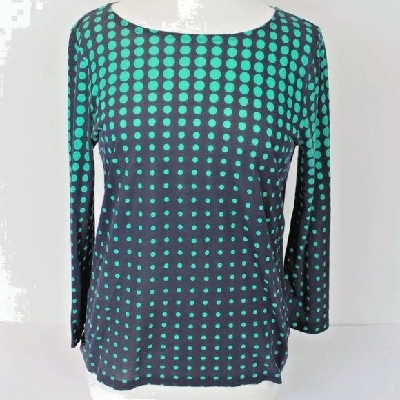 J CREW GREEN POLKA DOT 3/4 SLEEVE SHIRT - Picture 1 of 12